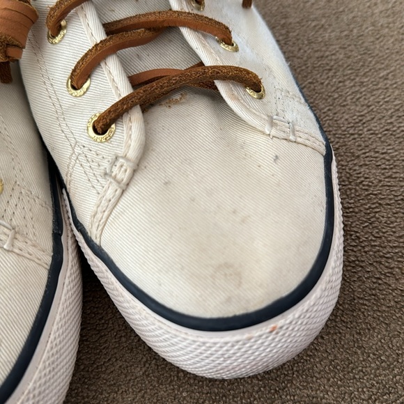 Sperry Top Sider Casual Sneakers Size Womens 9.5 Ivory Blue Trim (TD) - Picture 3 of 10